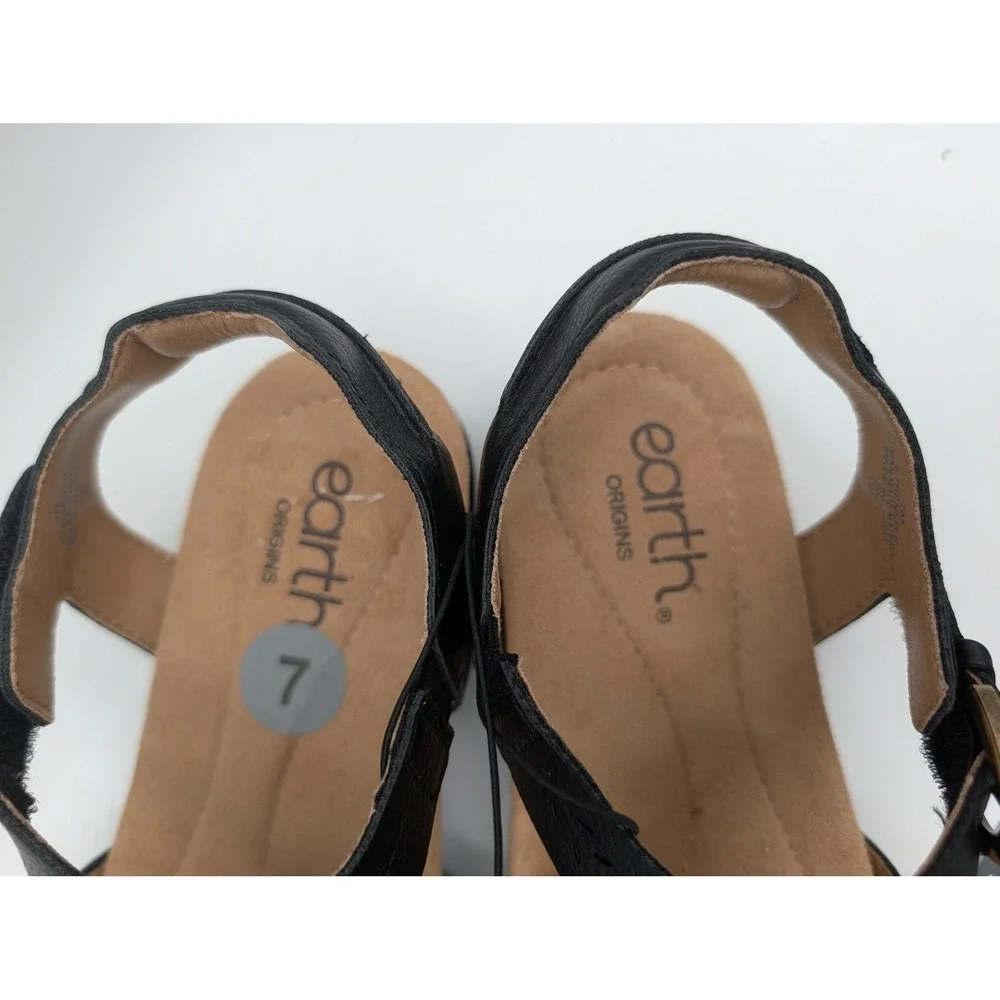 Earth Origins Womens Sandals 7M Laser Cut Slingback Black ETBENS13-R